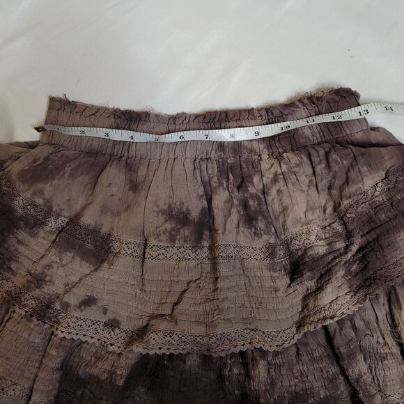 NEW AERIE brown tie dye tiered rock n ruffle pull on mini‎ skirt M - Picture 9 of 10